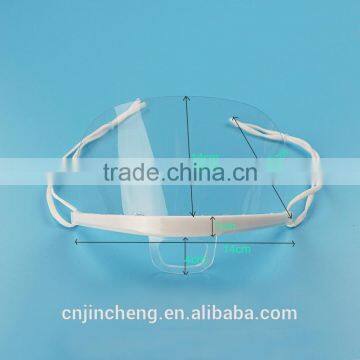 High Quality White Holder Anti Saliva Food Hygiene Clear Plastic Transparent Face Mask for Food Service