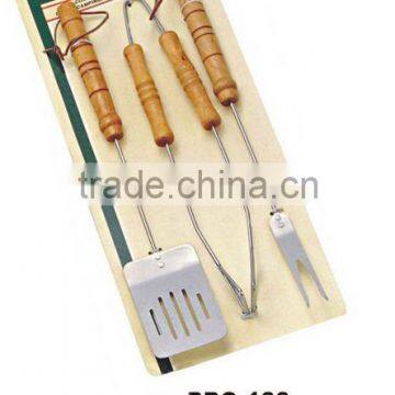 3pc BBQ Tools Set with Wooden/Oak wood Handle
