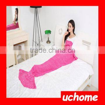 UCHOME Yarn Knitted Mermaid Tail Blanket Handmade Crochet Mermaid Blanket Adult Kids Throw Bed Wrap Super Soft Sleeping Bag photo-6