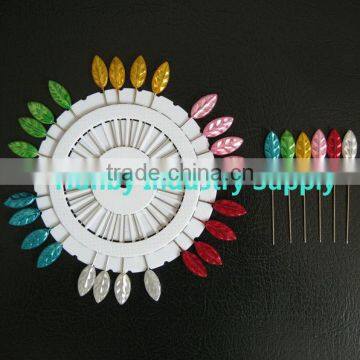 Shiny 55mm leaf shaped pearl colors decorative bouquet pin