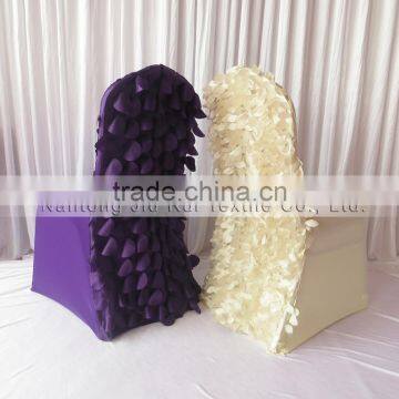 2016 New Design 3D Ruffled Wafer & Leaf Shape Taffeta Back Stretchy Lycra Chair Cover 100PCS For Sale