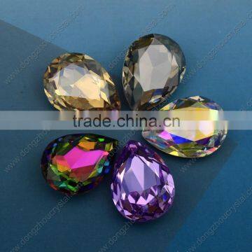 DZ-3003 Pear Vitrail Medium 10x14mm Crystal Metal Setting Sew On Rhinestone photo-3
