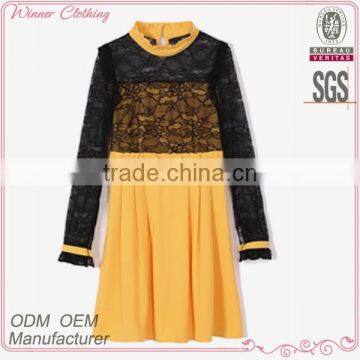 2015 Modern Solid Color Womens Clothing Ladies' Loose-fitting Laced Pleated Women's Sexy Apparel With Stand Collar