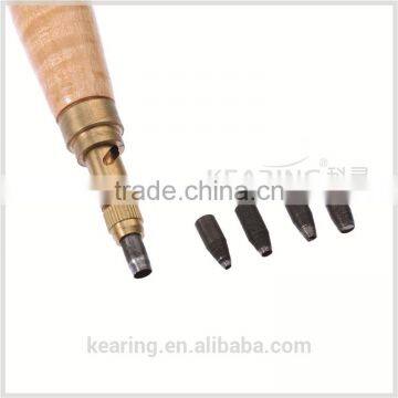 High quality wooden handle manual hole punch with 5 replacement head to tailoring #SP05