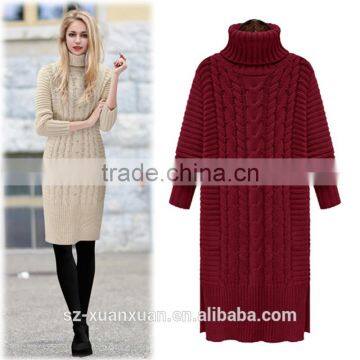 Fashion European and American Winter High-end Long Pullover Sweater Dress for Women photo-3