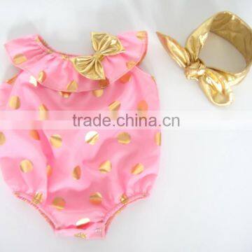 Summer Baby Clothes Romper and Headbands Set Bow Baby Girls Onesie photo-2