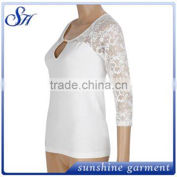 2017 Sexy White Tank Top With Lace Wholesale 95%polyester 5%spandex photo-2