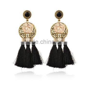 Bohemian Jewelry Gold Coin Plated With Tassel Dangle Earrings photo-2