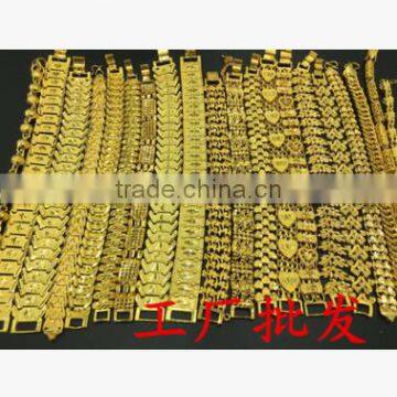 High end 18 K gold plated mix design big link chian bracelets mens and women gold link chain bracelets jewelry 2017