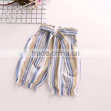 Summer Child Clothes Set Girls Clothing Flying Sleeves Round Neck t Shirt Baby Striped Wide Leg Pants Two Piece photo-5