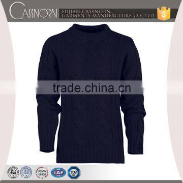 Classic Jumbo Braid Ribbed Cuffs and Hem Slim Fit Cable Knit Sweater Pattern Men photo-5