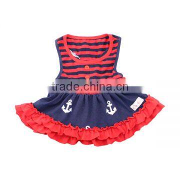 July 4th Dress 2017 Summer New Products Red and Blue Striped Ruffle Dress for Kids Dress photo-2