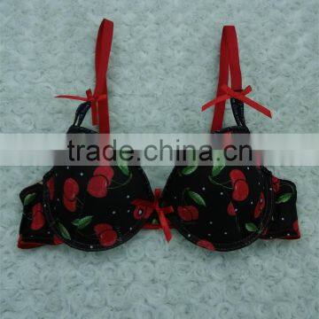 stylish hot sale sexy lady bra with fancy cherry printing