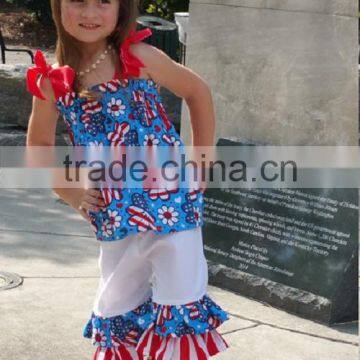 Wholesale Children's Clothes Girl Boutique Clothing Summer Outfit Baby Clothes Damask Ruffle Pants Set