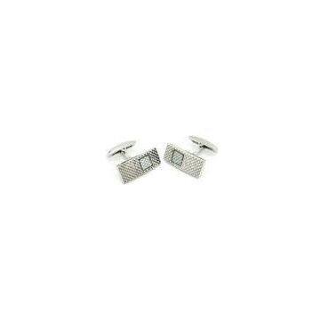 Anniversary Quadrate White carbon fiber Rectangle Cufflinks Stainless Steel