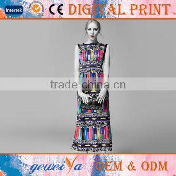 Design Custom Digital Printed Lady Long Dress