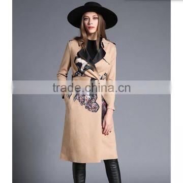 B40990A 2017 Autumn New Design Women Fashion Long Printing Coat