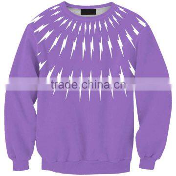 100% polyester crew neck cheap purple sweatshirt for women