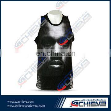 sublimation printed running shirt singlet,manufacture gym stringer tank top product type