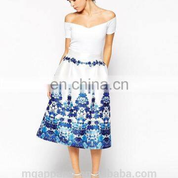 OEM fashion multi floral print zip back fastening midi dress sexy free prom dress