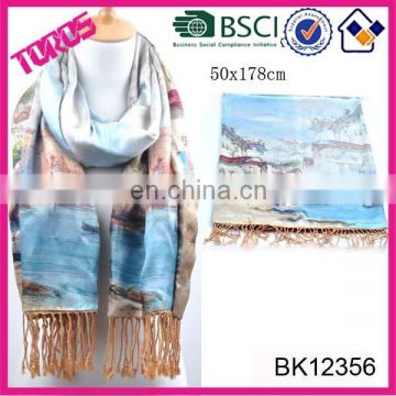 2015 Ladies Shawl High Quality With Fringes Wholesale 100% Silk Scarves Shawl