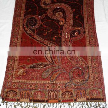 Beaded woolen jamawar shawls