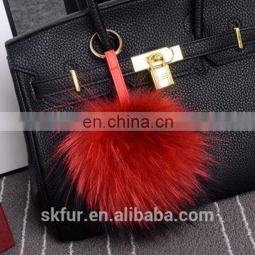 100% Real raccoon fur pompom keychain