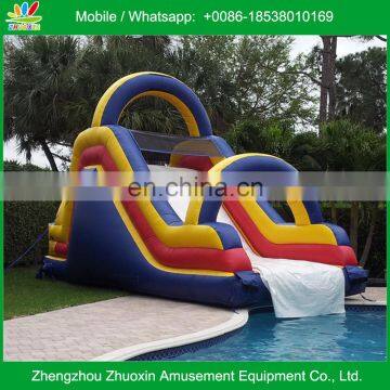 0.55mm pvc Inflatable Big Water Slide into the pool