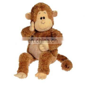 Funny gift long fur light brown plush monkey toy