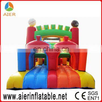 inflatable slide sport games football obstacle course for kids