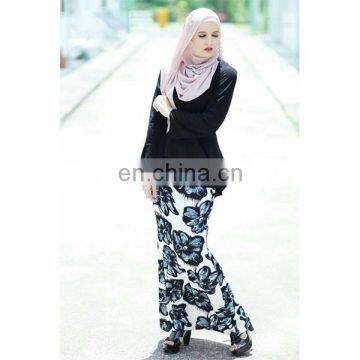 High Quality Women Muslim Dress Fashion Printed Design Elegant Baju Kurung Peplum photo-5