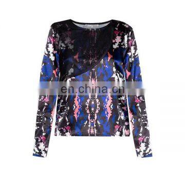 Layered Digital Print Ladies Top Fashion Design Long Sleeve Women Shirts and Tops photo-5
