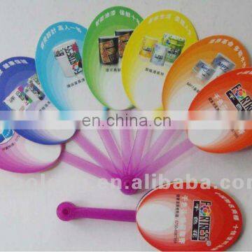 2017 new design custom logo advertising pp folded hand fan for promotion