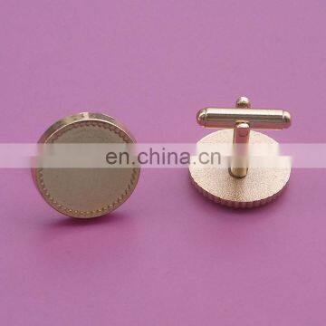 Promotional golden round shape blank logo metal cufflinks