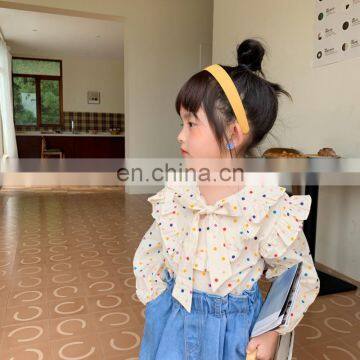 2020 Autumn Girls Blouse New Girl's Long-Sleeved Colorful Dotted Shirt Korean-Style Little Girl's Bow Top photo-3