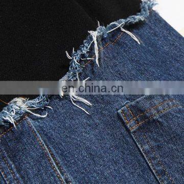 TWOTWINSTYLE Denim Sweatshirt For Female O Neck Long Sleeve Loose Hit Color Patchwork Asymmetrical photo-5