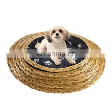 Handmade High Quality Multifunction Wholesale Wicker Pet House Rattan Outdoor Wooden Bamboo Dog Bed