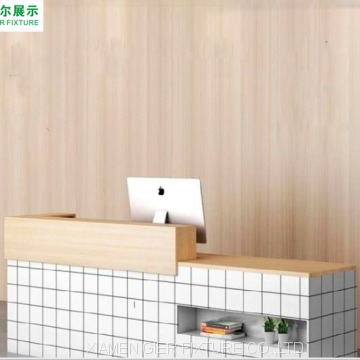 Miniso Wooden Cashier Desk Checkout Counter for Sale Reception Desk Checkout Counters for Retail Stores Cashier Counter photo-3