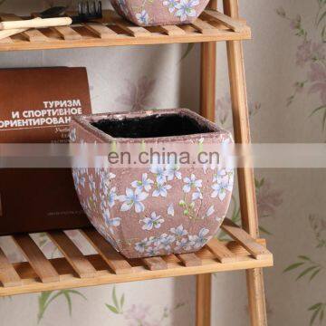 Garden supplies cheap custom indoor balcony home decor pink square large flower plant pots for succulent