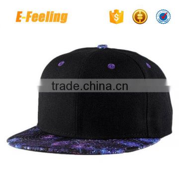 Custom Hign Quality Printed Brim Snapback Hat/Galaxy Brim Snapback