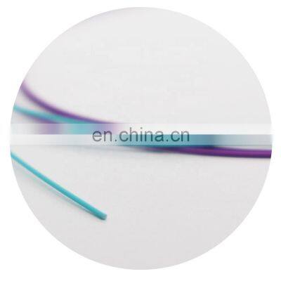 Blue yellow white colored unjacketed pigtail single mode fiber optic cable