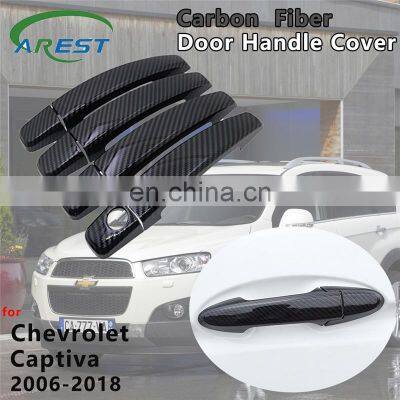 Exterior Gloss Black Carbon Fiber Door Handle Cover Catch Car Accessories for Chevrolet Holden Captiva Daewoo Winstorm 2006~2018