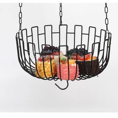 Three-Layer Fruit Hanging Basket Creative Metal Folding Foldable Art Removable Fruit Basin Storage Basket Cradle Home Furnishing Articles photo-2