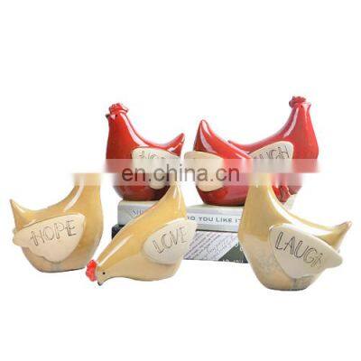 Ceramic crafts living room home decoration villa back garden idyllic landscape set three chicken two color optional