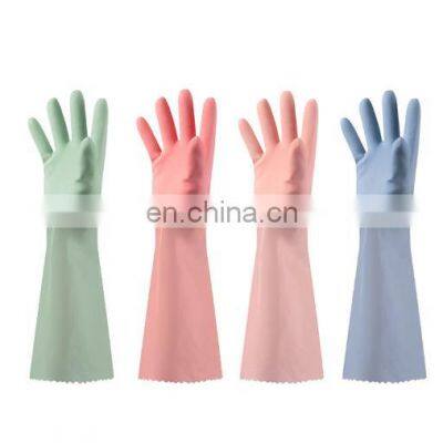 Wholesale High Quality Woman Pink Long Cuff PVC Kitchen Dishwashing Household Gloves photo-5