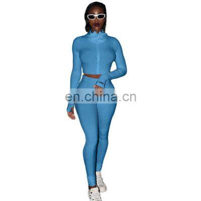 Manufacturer Wholesale Women's Spring and Summer New Cardigan Jacket + Folded Pants Sexy Slim 2-piece Suit photo-5