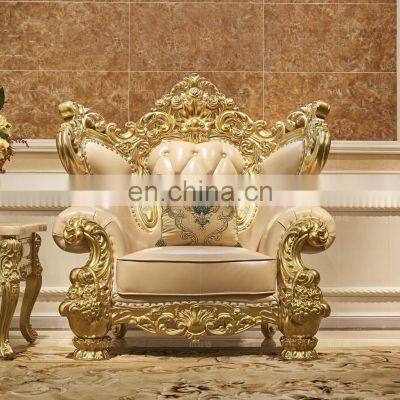 Luxury Royal sofa Set Classic design Antique living room Leather sofa