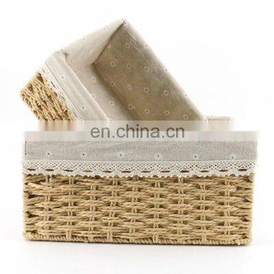 hot sale woven kitchen rattan storage baskets wicker basket set of 2