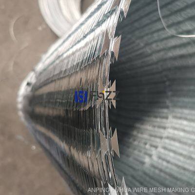 Galvanized Razor Blade Barbed Wire Spec BTO-22 Size 45cm Loops 180 Hot Deep Galvanized Razor Barbed Wire Made in China photo-2