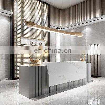 Company Reception Desk Marble Hall Commercial Office Service Desk Welcome Desk photo-3